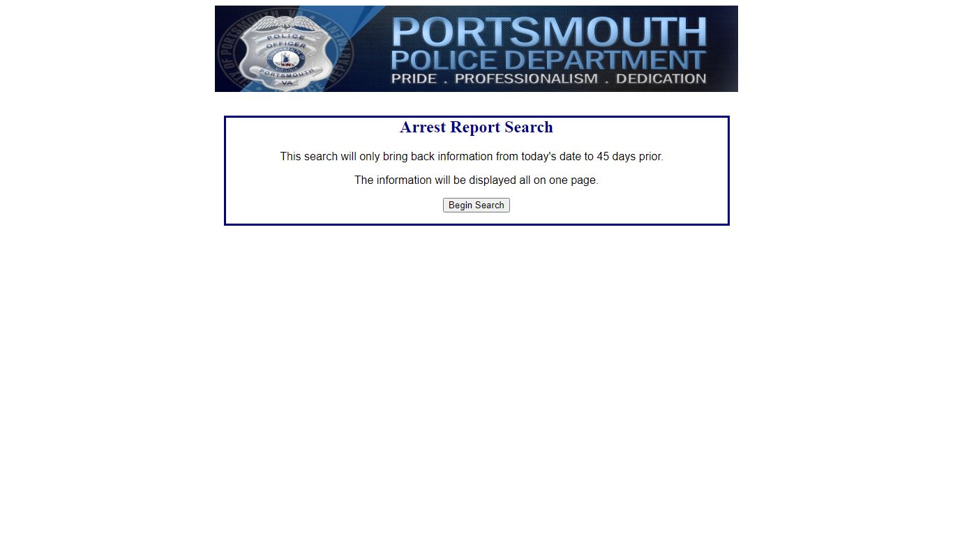 Portsmouth Police Department Arrest Search