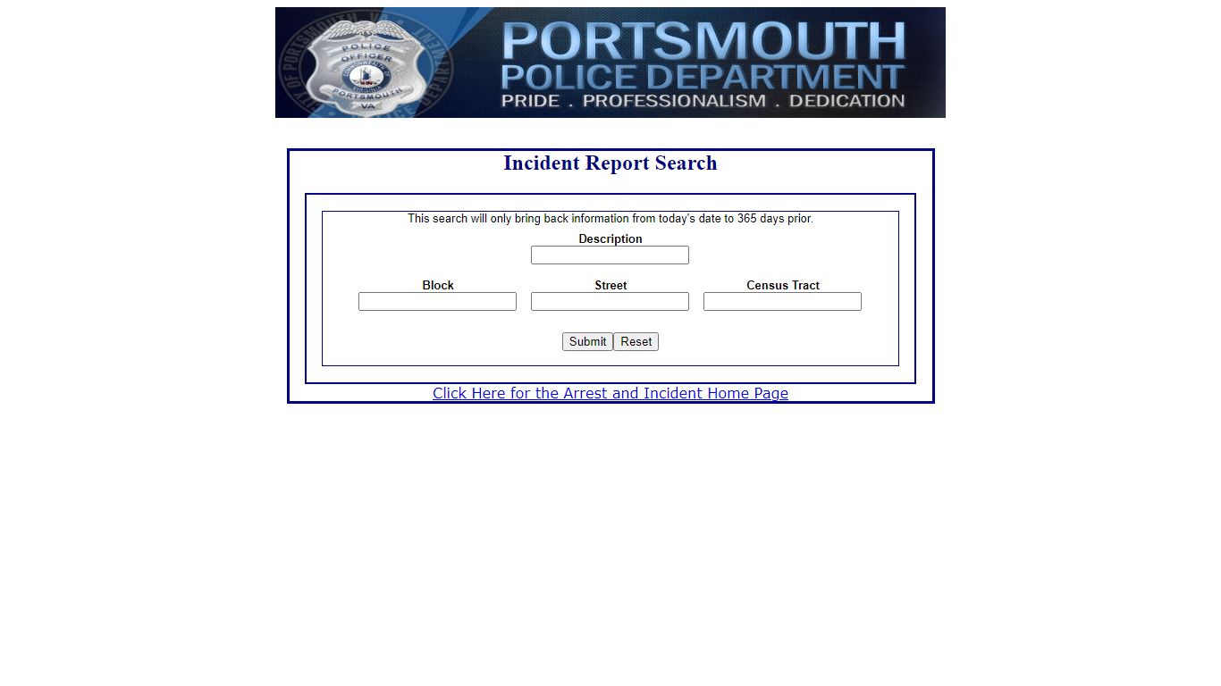 Portsmouth Police Department Arrest Search