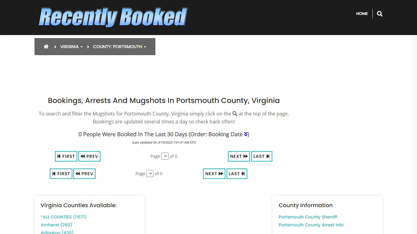 Bookings, Arrests and Mugshots in Portsmouth County, Virginia