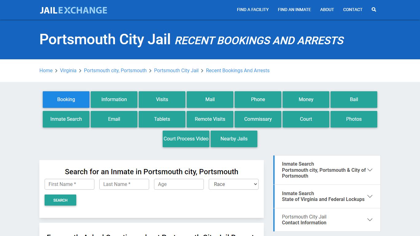 Portsmouth City Jail Recent Bookings And Arrests - Jail Exchange